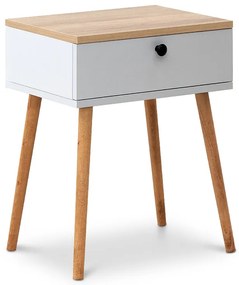 Κομοδίνο Pauline Megapap χρώμα pine - λευκό 45x35x61εκ.