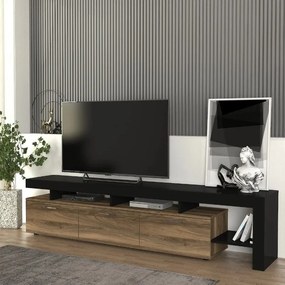 Megapap Έπιπλο Τηλεόρασης Acnes Μαύρο - Καρυδί 220x40x52εκ.