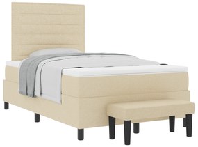 vidaXL Κρεβάτι με Βάση και Στρώμα Κρέμα 120x200 εκ. Ύφασμα