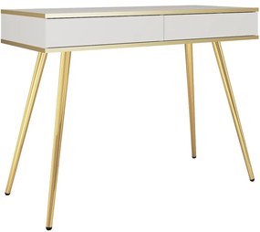 Κονσόλα Oro T102_BI_GL 102x50x80cm White-Gold Μελαμίνη,Μέταλλο
