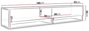 Τραπέζι Tv Sarasota 119, Άσπρο, Ο αριθμός των θυρών: 2, 180x30x33cm, 31 kg | Epipla1.gr