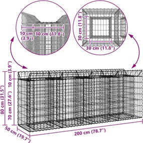 vidaXL Ανασηκωμένο κρεβάτι gabion 2 pcs Ασημί