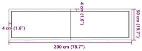 Επιφάνεια Τραπεζιού Σκούρο Καφέ 200x50x(2-4)εκ Επεξ. Μασίφ Δρυς - Καφέ