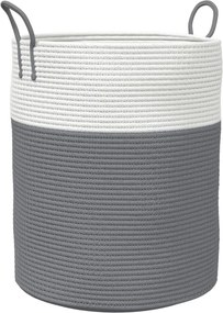 vidaXL Καλάθι Αποθήκευσης Γκρι και Λευκό Ø38 x 46 εκ. Βαμβακερό