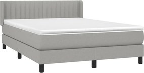 vidaXL Κρεβάτι Boxspring με Στρώμα Ανοιχτό Γκρι 140x190 εκ. Υφασμάτινο