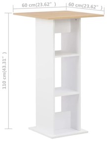 Τραπέζι Μπαρ Λευκό / Sonoma Δρυς 60 x 60 x 110 εκ. - Λευκό