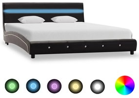 vidaXL Πλαίσιο Κρεβατιού με LED Μαύρο 140x200 εκ. από Συνθετικό Δέρμα