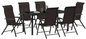 vidaXL Σέτ φαγητού για κήπο 7 pcs Μαύρος καφές Πολυ ράταν
