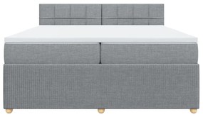 Κρεβάτι Boxspring με Στρώμα Ανοιχτό Γκρι 200x200 εκ. Υφασμάτινο - Γκρι