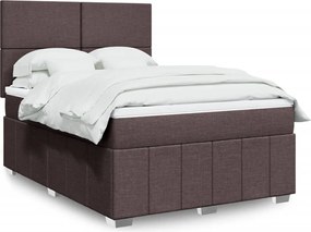vidaXL Κρεβάτι Boxspring με Στρώμα Σκούρο Καφέ 140x190 εκ. Υφασμάτινο