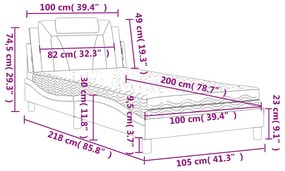 Κρεβάτι με Στρώμα Μαύρο και Λευκό 120 x 200 εκ. Συνθετικό Δέρμα - Μαύρο