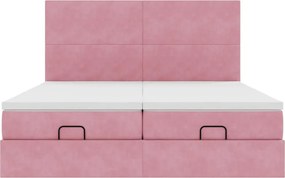 VidaXL Οθωμανικό κρεβάτι με στρώματα & LEDs Ροζ 200x200cm Velvet