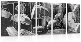 Ζύμη με εικόνα 5 μερών σε σχοινί σε ασπρόμαυρο