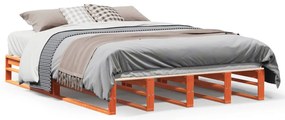vidaXL Σκελετός Κρεβατιού Χωρίς Στρώμα Καφέ 140x200 Μασίφ Ξύλο Πεύκου