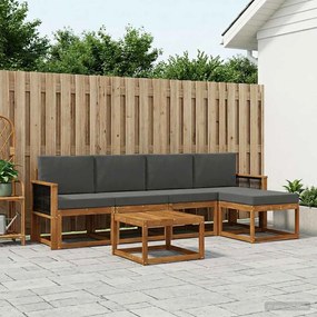 vidaXL Σειρά Καναπέ Εξωτερικού 6 pcs Φυσικό και Ανθρακί Πολυεστέρας