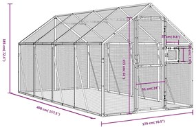 vidaXL Κλουβί Ανθρακί 1,79 x 4 x 1,85 μ. από Αλουμίνιο