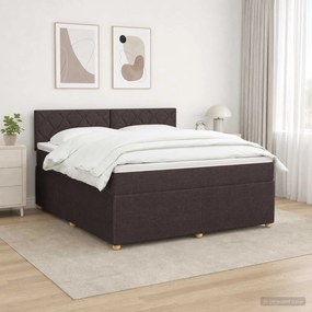 vidaXL Κρεβάτι box spring με στρώμα Σκούρο Καφέ 160 x 200 cm Ύφασμα