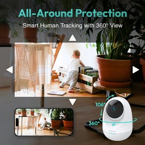 BOTSLAB smart κάμερα C213, 3MP/2K, WiFi &amp; LAN, 360° PTZ, SD