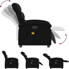 vidaXL Πολυθρόνα Μασάζ Ανακλινόμενη Ηλεκτρική Μαύρη Συνθετικό Δέρμα