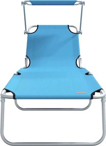 vidaXL Ξαπλώστρα 2 pcs Λαμπερό Μπλε 58 x 188 x 77 εκ. Πολυεστέρας