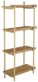 Artekko Artekko Shelf Ραφιέρα Επιτοίχια με 4 Ράφια Μέταλλο Ξύλο Ρατάν Καφέ (46x25x112)cm 78037-DS