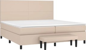 vidaXL Κρεβάτι Boxspring με Στρώμα Καπουτσίνο 200x200εκ.από Συνθ.Δέρμα