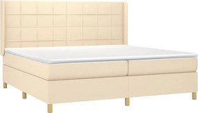 vidaXL Κρεβάτι Boxspring με Στρώμα Κρεμ 200x200 εκ. Υφασμάτινο