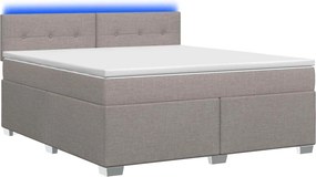 vidaXL Κρεβάτι Box Spring με Στρώμα και LED Taupe 180 x 200 cm Ύφασμα