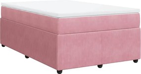 vidaXL Κρεβάτι Boxspring με Στρώμα Ροζ 120x200 εκ. Βελούδινο
