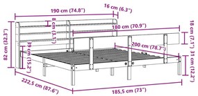 Σκελετός Κρεβατιού Χωρίς Στρώμα 180x200 εκ Μασίφ Ξύλο Πεύκου - Καφέ