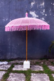 ΟΜΠΡΕΛΑ ΜΠΑΛΙΝΕΖΙΚΗ ΜΑΚΡΑΜΕ ΡΟΖ ΞΥΛO TEAK Φ200X260εκ. HM6035.04