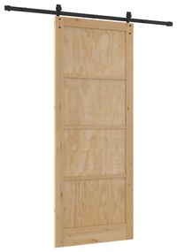 vidaXL Συρόμενη Πόρτα με Σετ Εξαρτημάτων 93x232 cm Μασίφ Ξύλο Πεύκου