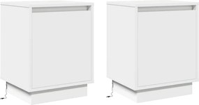 vidaXL Κομοδίνο 2 pcs Λευκό 39 x 34,5 x 50 εκ. Επεξεργασμένο ξύλο