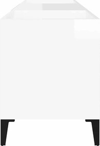 vidaXL Δισκοθήκη Γυαλιστερή Λευκή 121x38x48 εκ. από Επεξεργασμένο Ξύλο