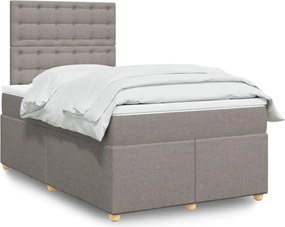 vidaXL Κρεβάτι Boxspring με Στρώμα Taupe 120x200 εκ. Υφασμάτινο