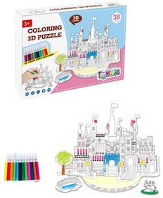 Παζλ Χρωματισμού 3D 38τμχ Κάστρο Σε Κουτί 26x3x18εκ. Toy Markt 69-1710