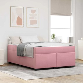 vidaXL Σκελετός Κρεβατιού με στρώμα Ροζ 140 x 200 cm ύφασμα
