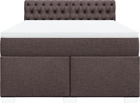 vidaXL Κρεβάτι Boxspring με Στρώμα Σκούρο Καφέ 160x200 εκ Υφασμάτινο