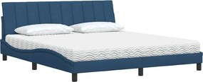 vidaXL Κρεβάτι με Στρώμα Hanko Μπλε 180x200 εκ. Υφασμάτινο