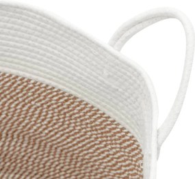vidaXL Καλάθι Αποθήκευσης Καφέ και Λευκό Ø51 x 33 εκ. Βαμβακερό