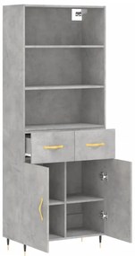 vidaXL Ντουλάπι Γκρι Σκυροδέματος 69,5x34x180 εκ. Επεξεργασμένο Ξύλο