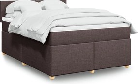 vidaXL Κρεβάτι Boxspring με Στρώμα Σκούρο Καφέ 140x200 εκ Υφασμάτινο