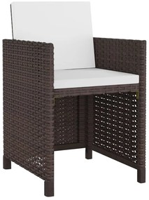 vidaXL Σετ Τραπεζαρίας Εξ. Χώρου 5 τεμ. Καφέ Συνθ. Ρατάν με Μαξιλάρια