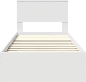 vidaXL Σκελετός Κρεβατιού Λευκό 90 x 190 cm Επεξεργασμένο Ξύλο