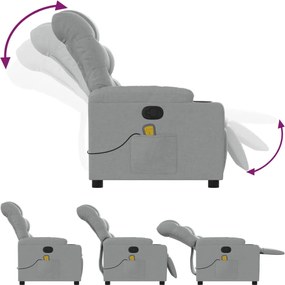 vidaXL Πολυθρόνα Μασάζ Ανακλινόμενη Ανοιχτό Γκρι Υφασμάτινη