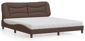 vidaXL Κρεβάτι με Στρώμα Καφέ 180x200 εκ. Συνθετικό Δέρμα