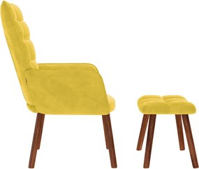 vidaXL Πολυθρόνα Χαλάρωσης με Σκαμπό Κίτρινο Βελούδο