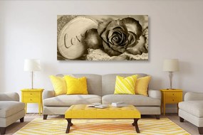 Εικόνα τριαντάφυλλο σε σέπια αγάπη - 100x50