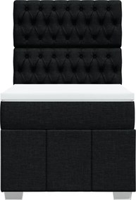 vidaXL Κρεβάτι Boxspring με Στρώμα Μαύρο 80 x 200 εκ. Υφασμάτινο