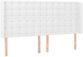 vidaXL Κεφαλάρι Κρεβατιού LED Λευκό 203x16x118/128 εκ. Συνθετ. Δέρμα